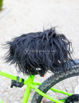 Nakładka/ pokrowiec na siodełko rowerowe - czarny island (długi włos)