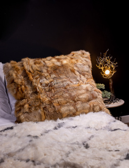 Duża sypialniana poduszka/ futro rudy lis 70x80 cm