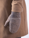 Beżowe o marmurkowej fakturze rękawiczki jednopalczaste męskie ze skóry jagnięcej