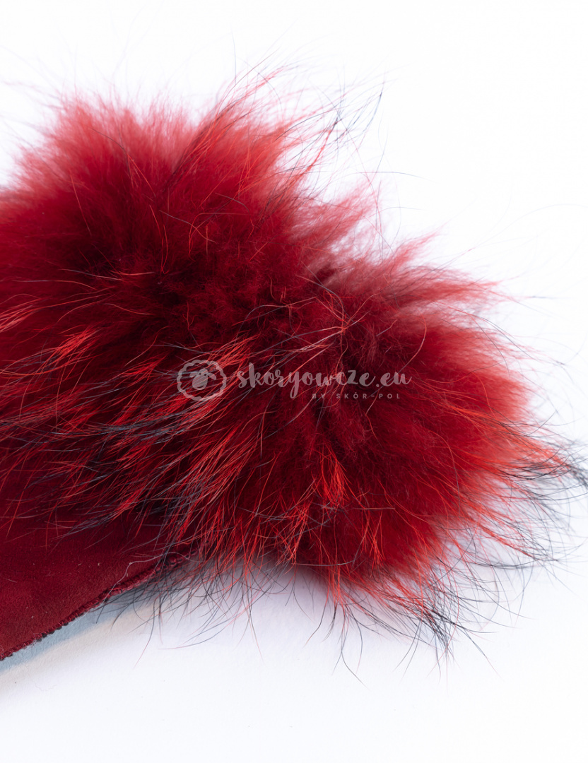 Red female leather gloves with fur trim Red female leather gloves with fur trim
