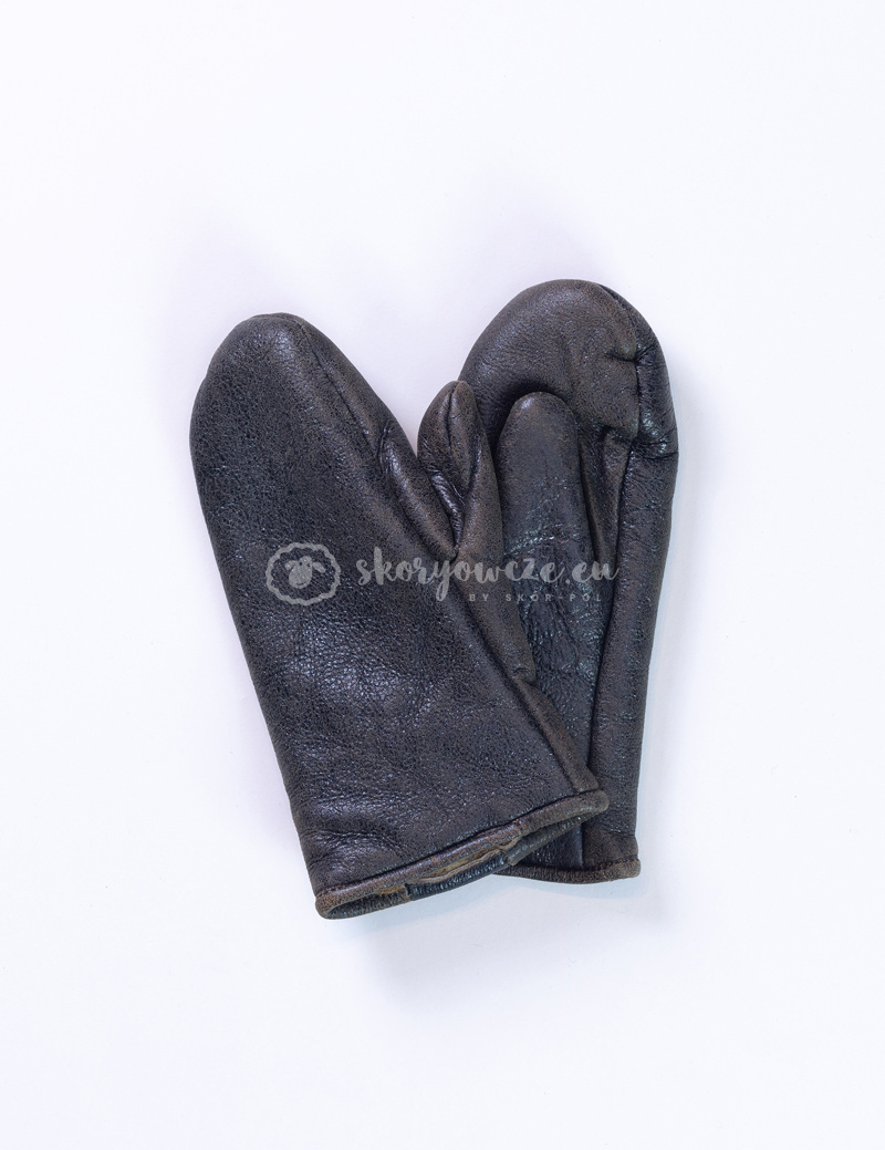 Dark green men's gloves made of glossy foiled lambskin Dark green men's gloves made of glossy foiled lambskin