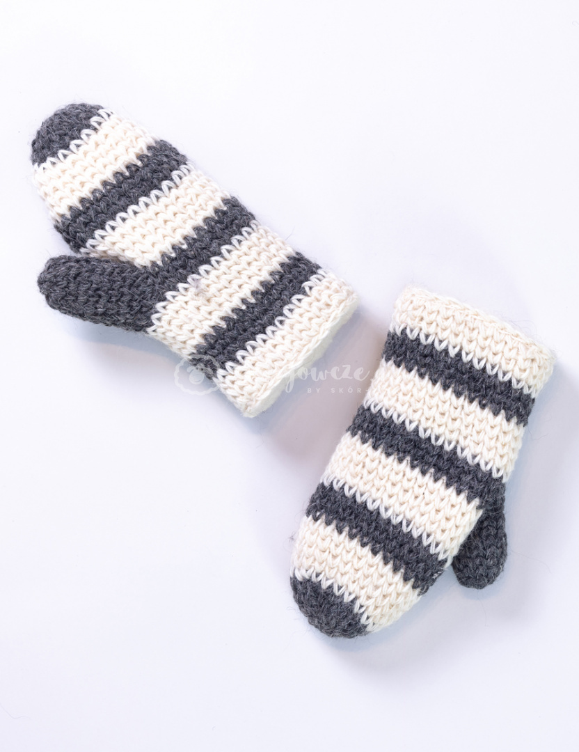 One-finger, very thick, striped woolen gloves, universal One-finger, very thick, striped woolen gloves, universal
