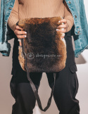 Skórzana torebka listonoszka naturalne futro z szynszyla