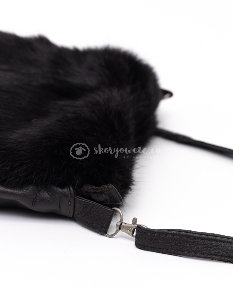 Leather fur handbag with natural rabbit fur Leather fur handbag with natural rabbit fur