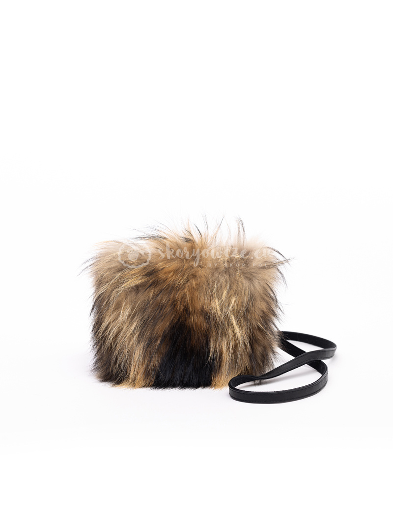 Leather handbag with natural raccoon fur Leather handbag with natural raccoon fur