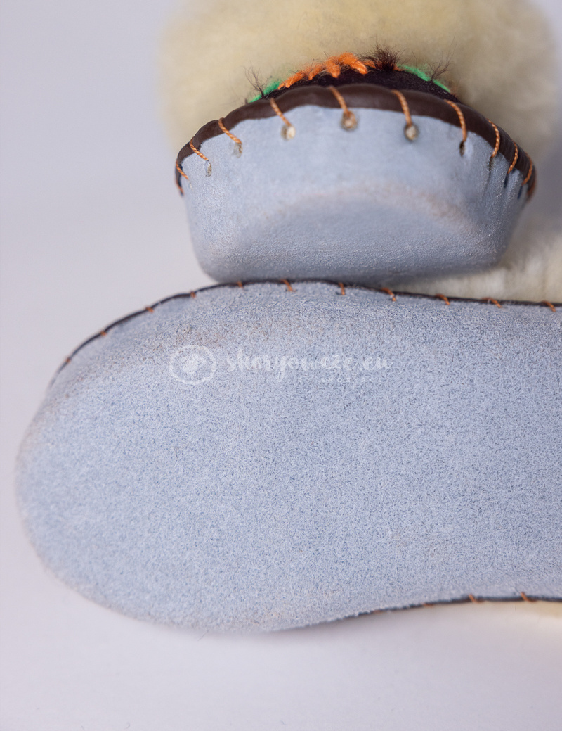 Zakopianki woolen slippers for children - cornflower thread Zakopianki woolen slippers for children - cornflower thread