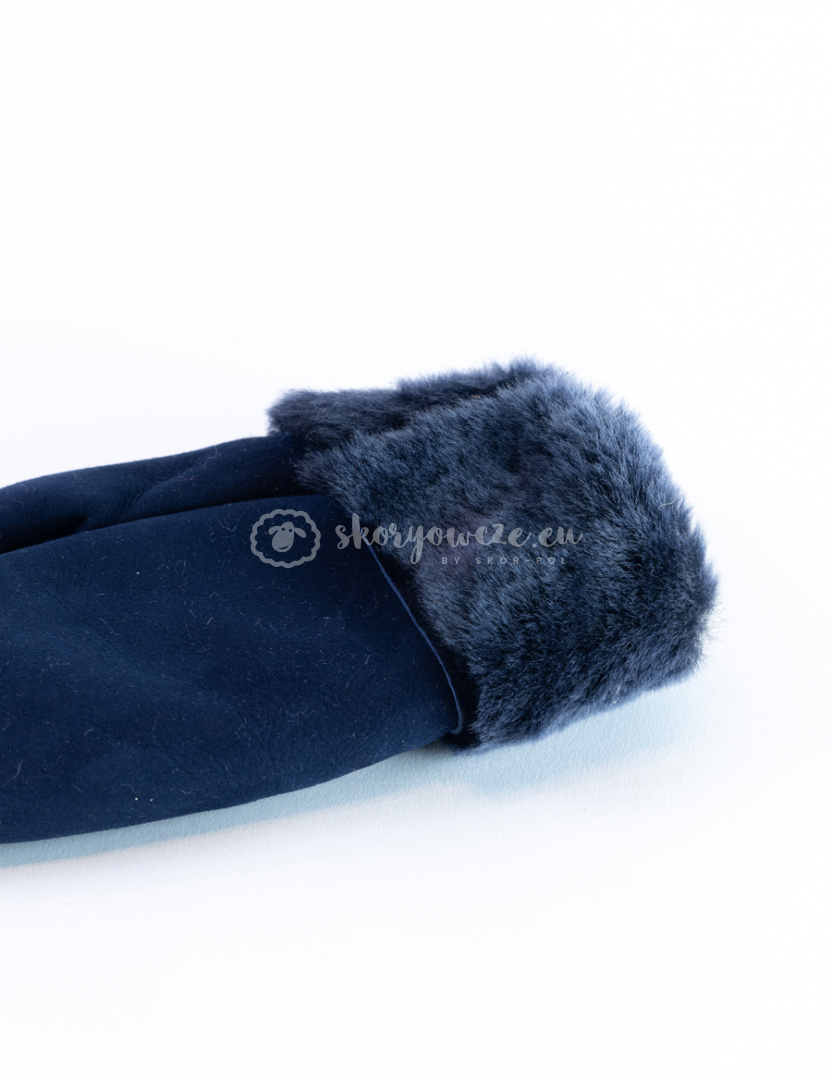 Women's matt, dark blue lambskin mittens Women's matt, dark blue lambskin mittens