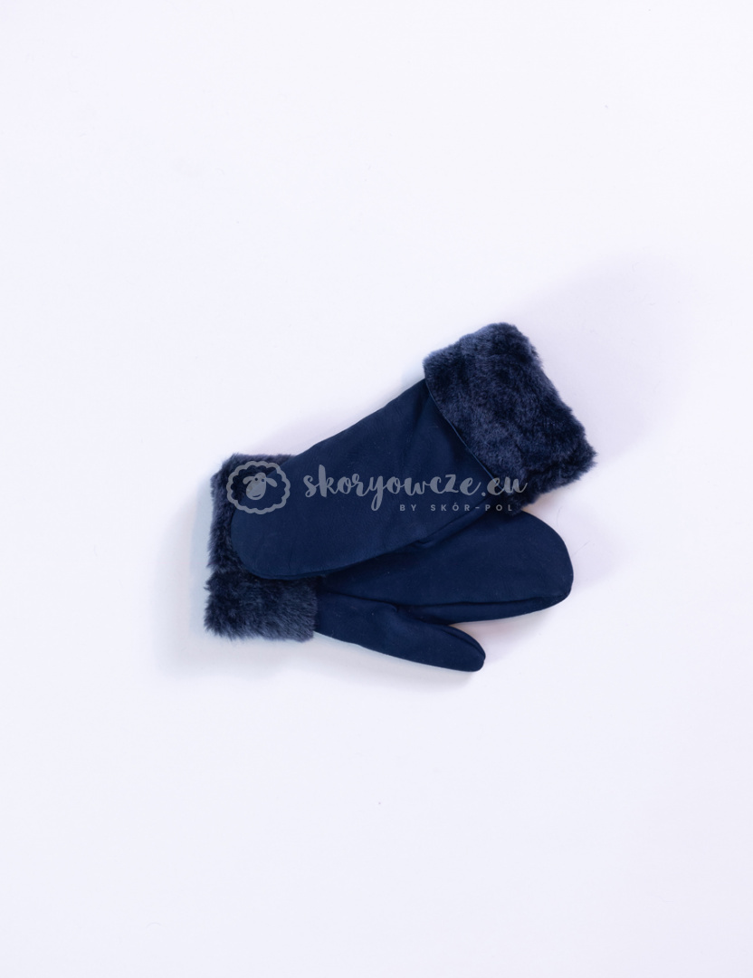Women's matt, dark blue lambskin mittens Women's matt, dark blue lambskin mittens