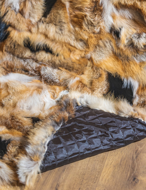 Decorative bedspread / real fox fur blanket 160x200 #ginger fox with black Decorative bedspread / real fox fur blanket 160x200 #ginger fox with black