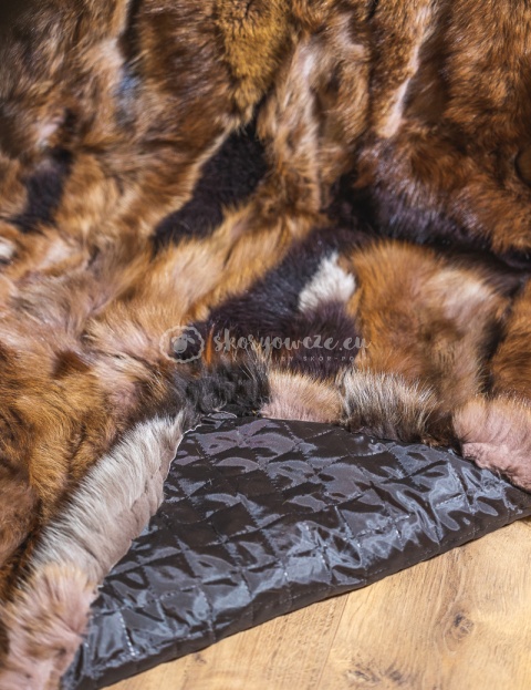 Decorative bedspread / real fox fur blanket 160x200 #chestnut beighe