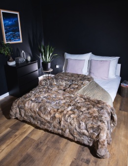 Narzuta dekoracyjna futro brąz z królika 200X220 cm