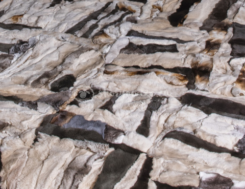 Bedspread made of natural pieces of Rex skins 160x200 cm pudding Bedspread made of natural pieces of Rex skins 160x200 cm pudding