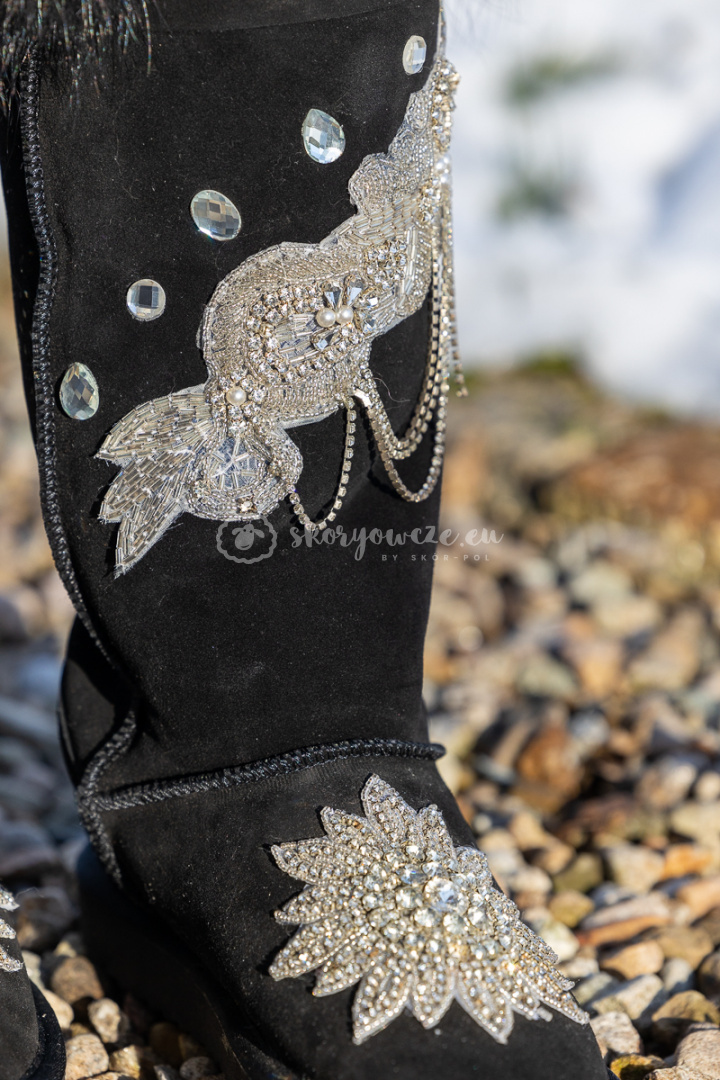 Transitional fur snow boots with fox autumn / winter stones Transitional fur snow boots with fox autumn / winter stones