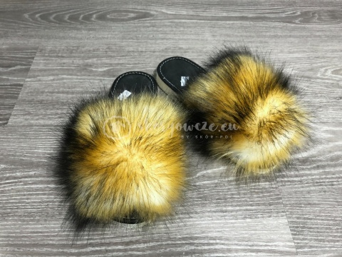 Klapki futrzane pantofle sztuczne futerko / rude