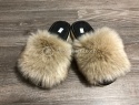 Klapki futrzane pantofle sztuczne futerko / beżowe