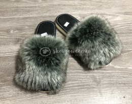 Klapki futrzane pantofle sztuczne futerko / szare