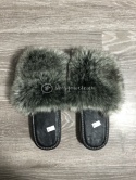 Klapki futrzane pantofle sztuczne futerko / szare